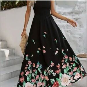 Ladies Floral Print Maxi Dress Size S